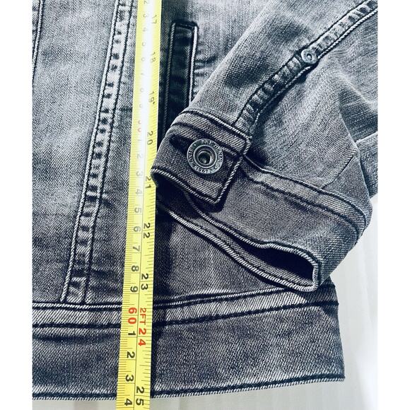 BKE DenimJacket Woman's Medium Black/Gray Distressed Buckle Collared jacket - Picture 8 of 10